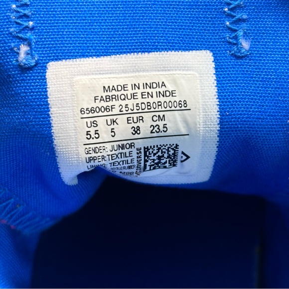 Bright blue double tab Converse youth Sz 5.5 - Picture 11 of 11